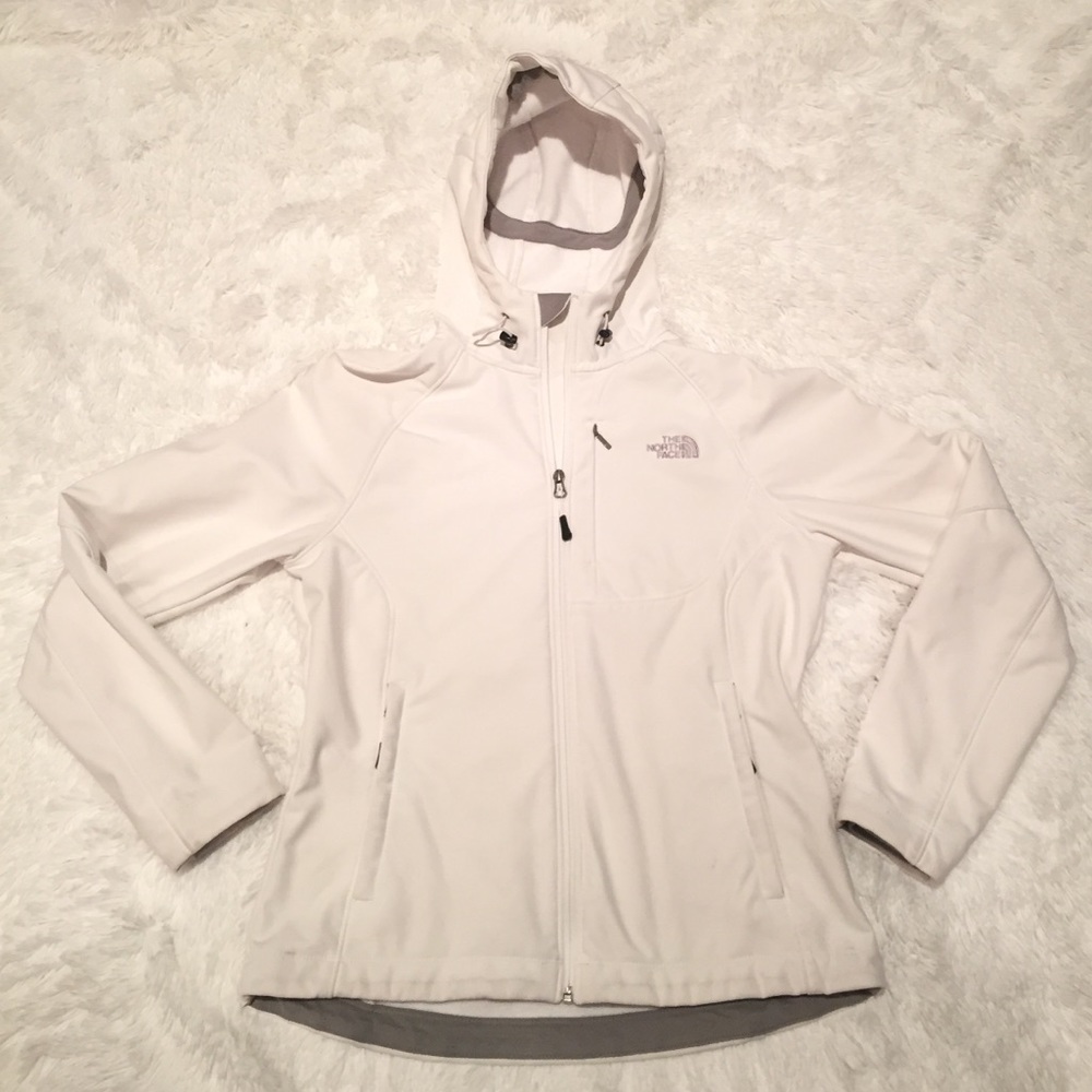 Women’s White Hardshell North Face Jacket w/ Hood